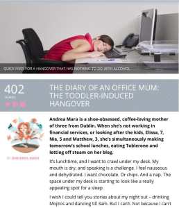 Andrea Mara HerFamilyie Office Mum Toddler Induced Hangover