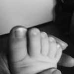 office mum post: photo of baby foot