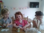 office mum post: three kids baking