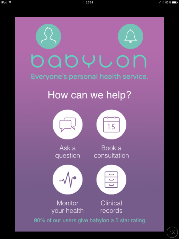 Babylon Health main screen - Office Mum
