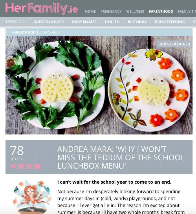 Andrea Mara Her Family article on school lunches