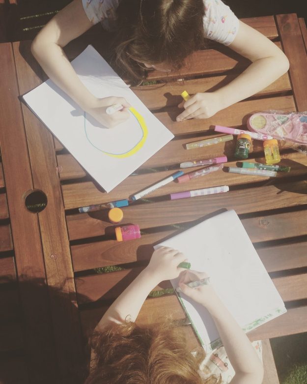 Colouring in the garden - office mum